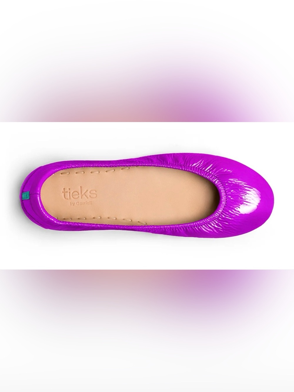 Tieks Ultraviolet Patent ballet flats in a size 8